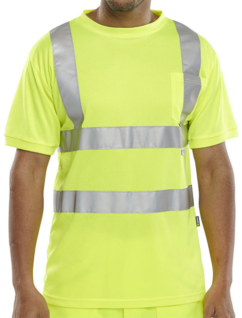 Custom Crew Neck Reflective T-Shirt Yellow (IOCNRLBY)