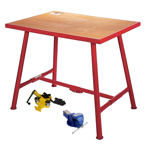 Ridgid 1400 Folding Work Bench - complete with chain vice and engineers vice (PEW005)