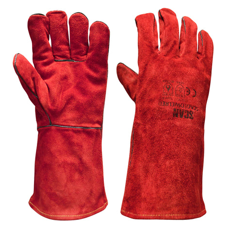 Red Welders Gauntlet Gloves 14" (PPEG009)