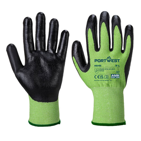 A645 - Cut D13 Nitrile Green Glove Green/Black